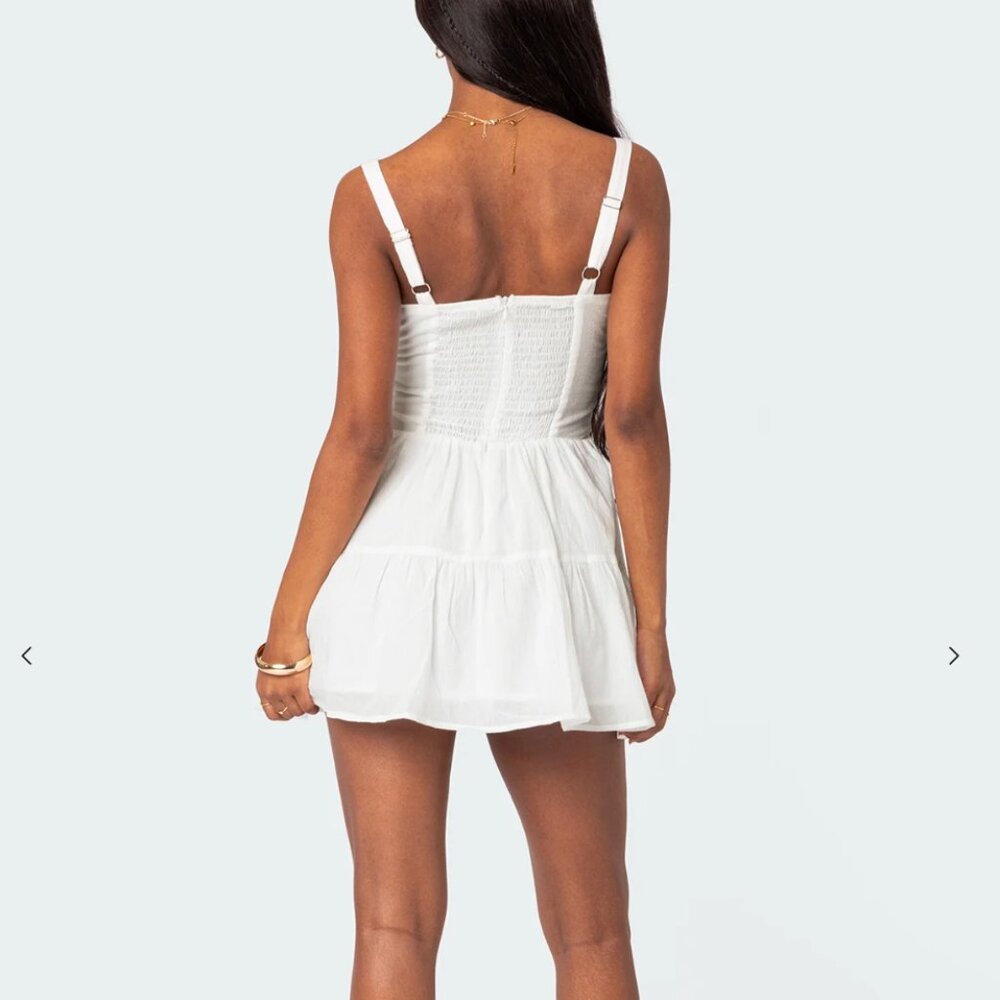 edikted Lenore Cupped Mini White Dress NEW XS - Picture 11 of 12